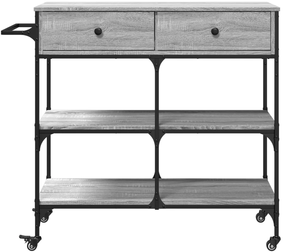 Virtuvės vežimėlis, pilkas ąžuolo, 105x42x95cm, mediena