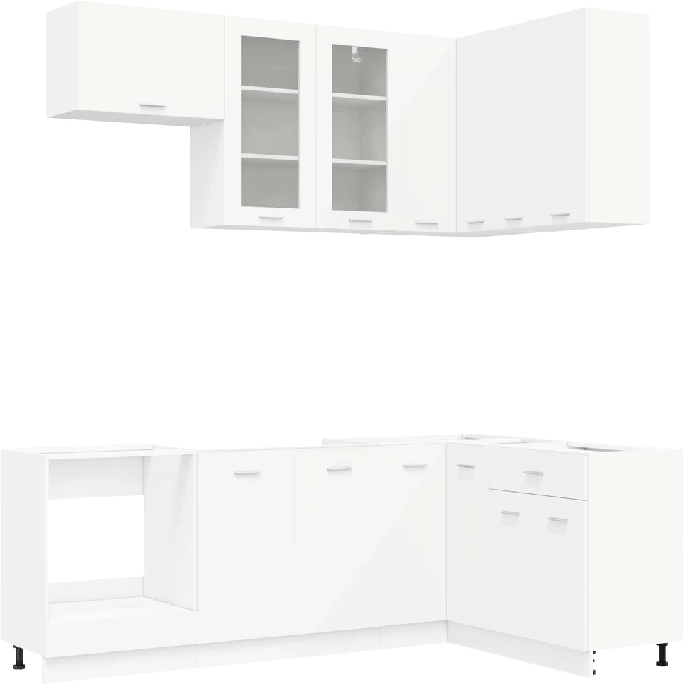 Virtuvės vienetas LYON 8 vnt. Balta Apdirbta mediena