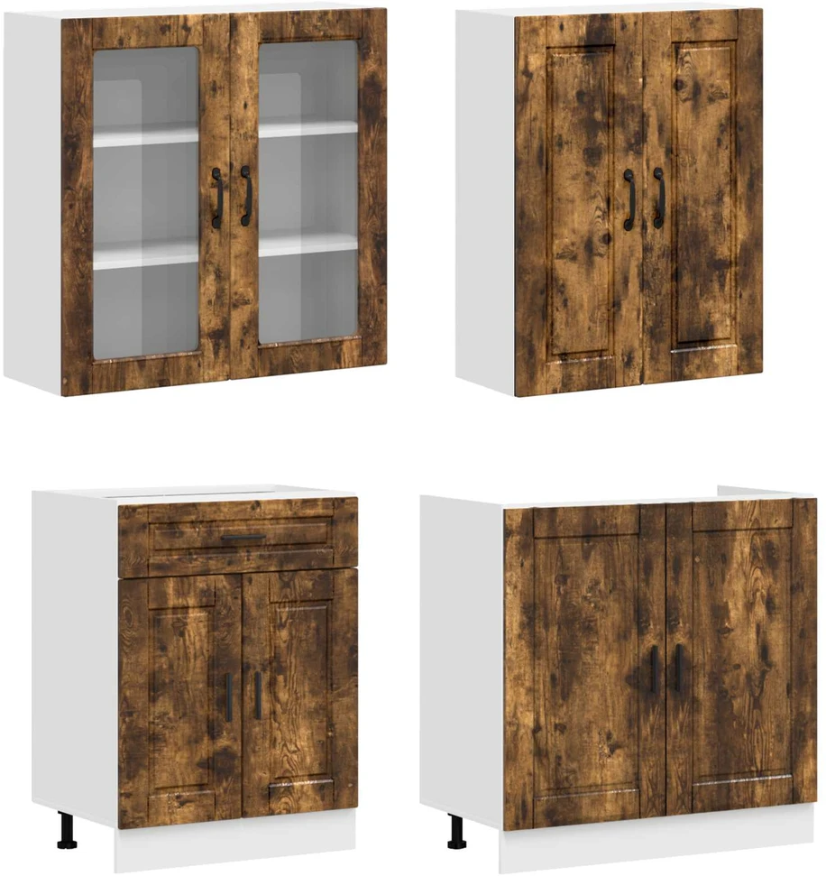 Virtuvės vienetas PORTO 8 vnt. Dūminio ąžuolo Apdirbta mediena