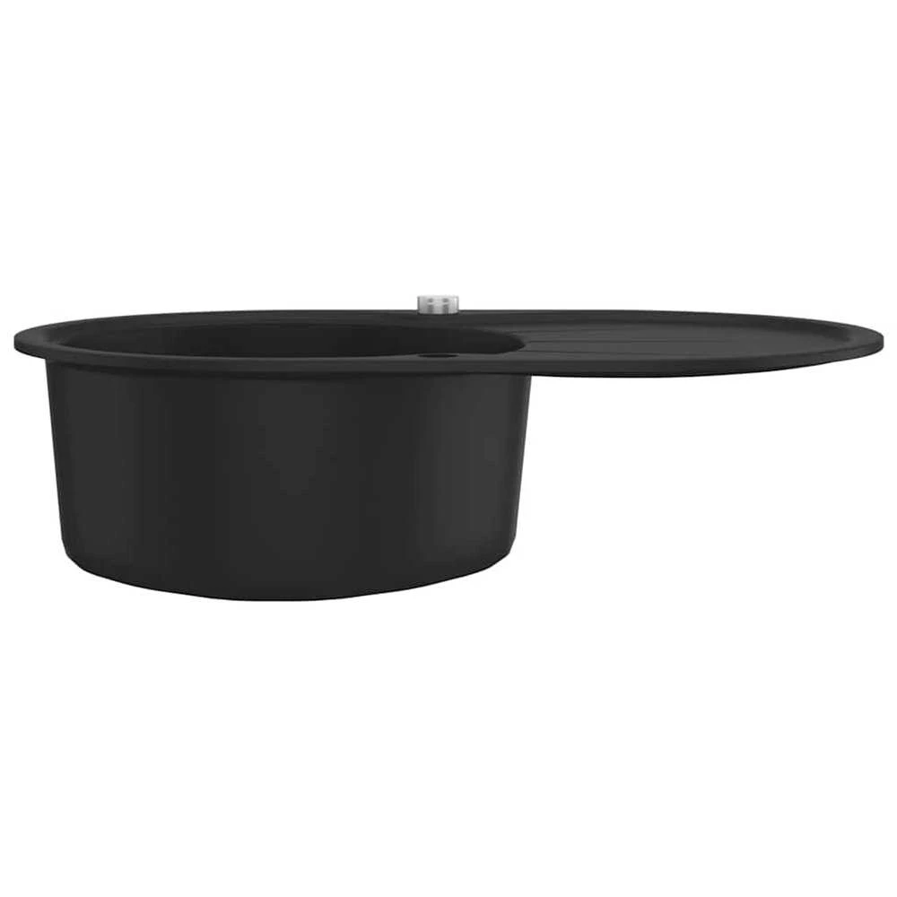 Virtuvinė plautuvė, granitas, vieno dubens, ovali, juoda