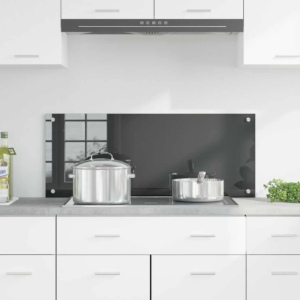 Virtuvės atbraila Tamsiai pilka 100 x 40 cm grūdintas stiklas