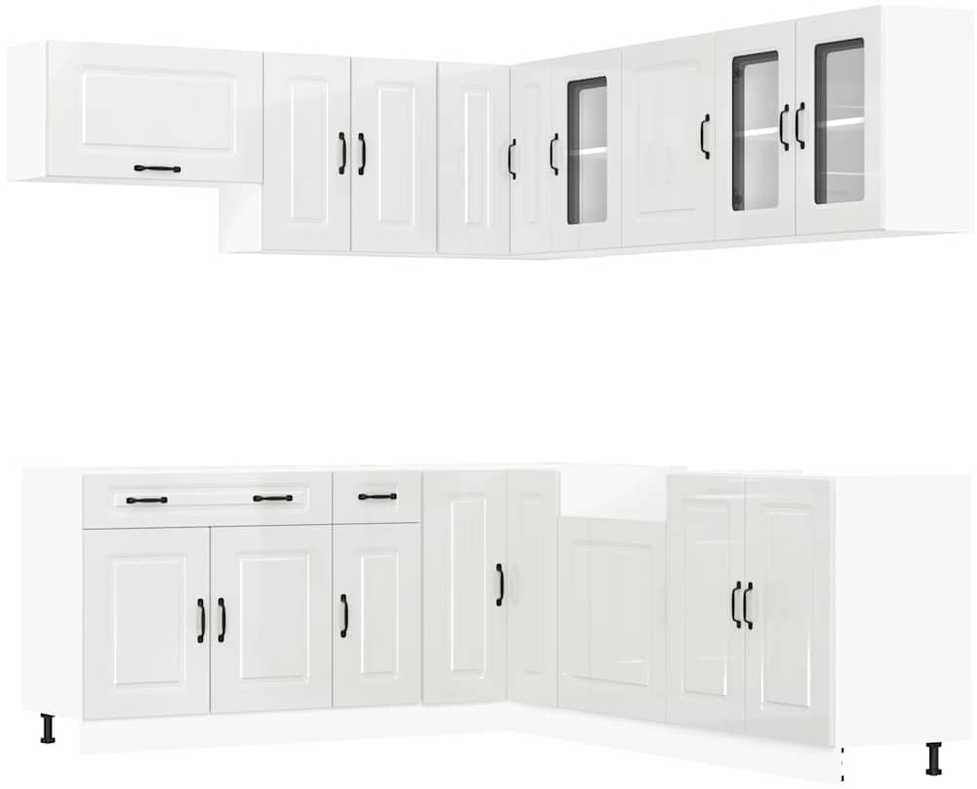 Virtuvinių spintelių komplektas, 11 dalių, Kalmar, balta