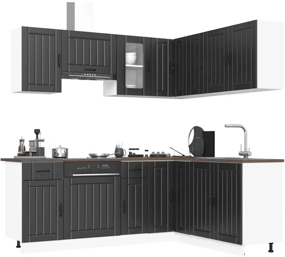 Virtuvinių spintelių komplektas, 11 dalių, Lucca, juoda