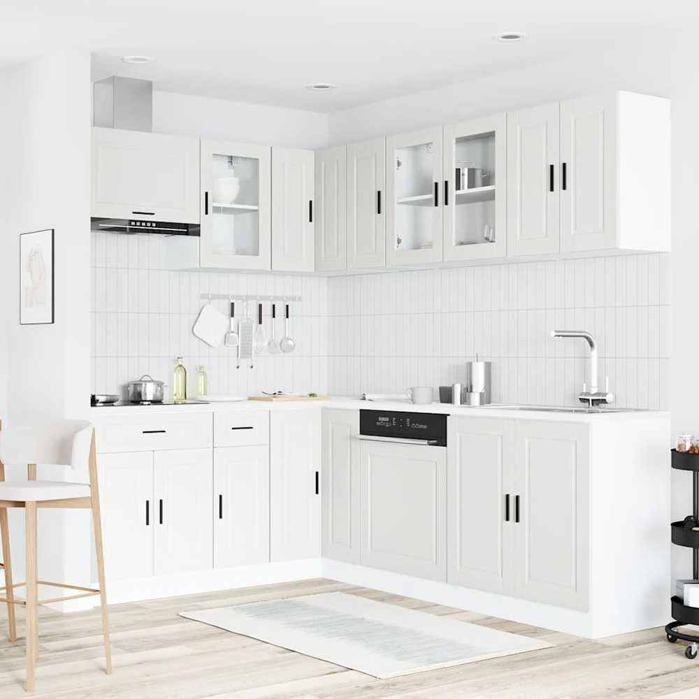 Virtuvinių spintelių komplektas, 11 dalių, Porto, balta