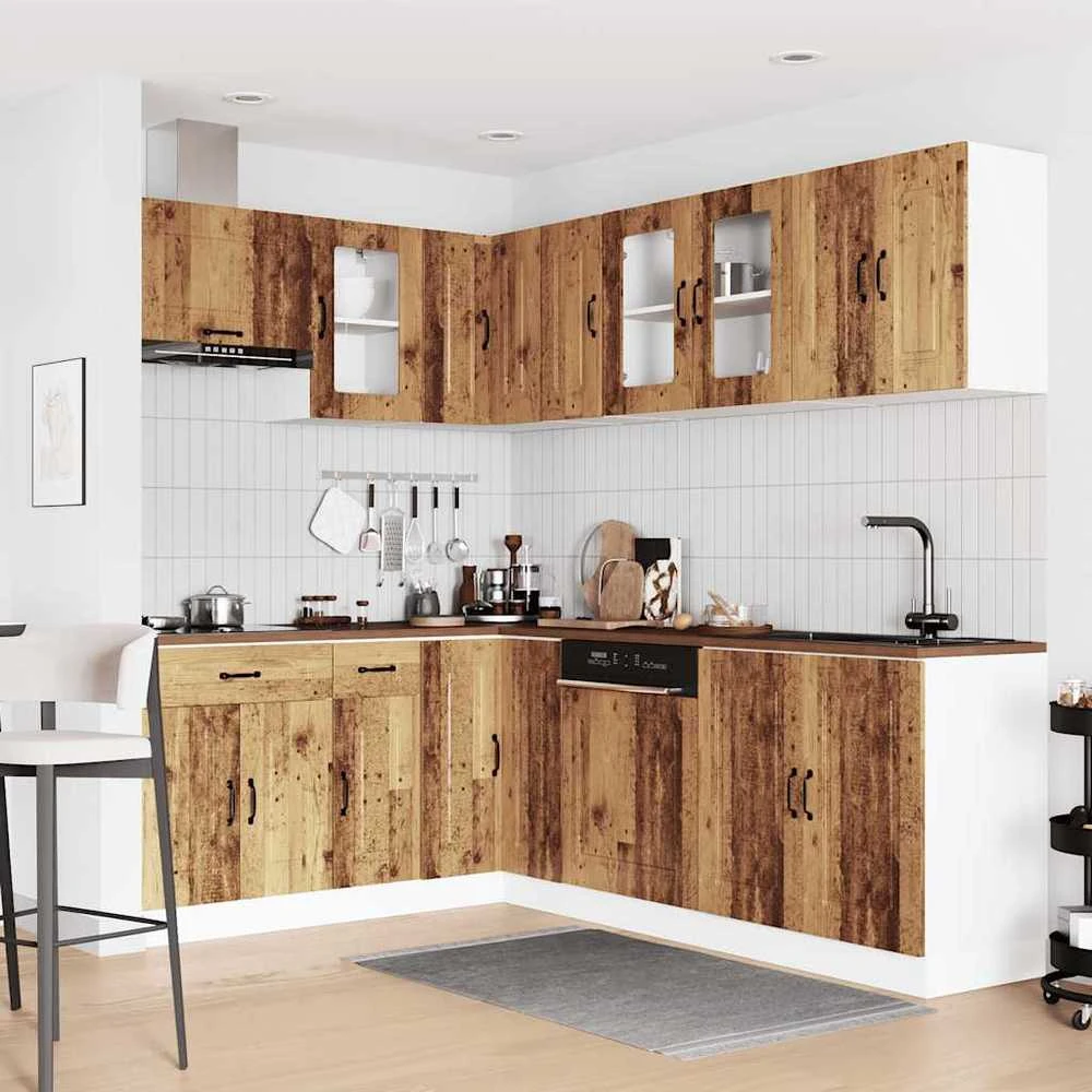 Virtuvinių spintelių komplektas, 11 dalių, Kalmar, medienos