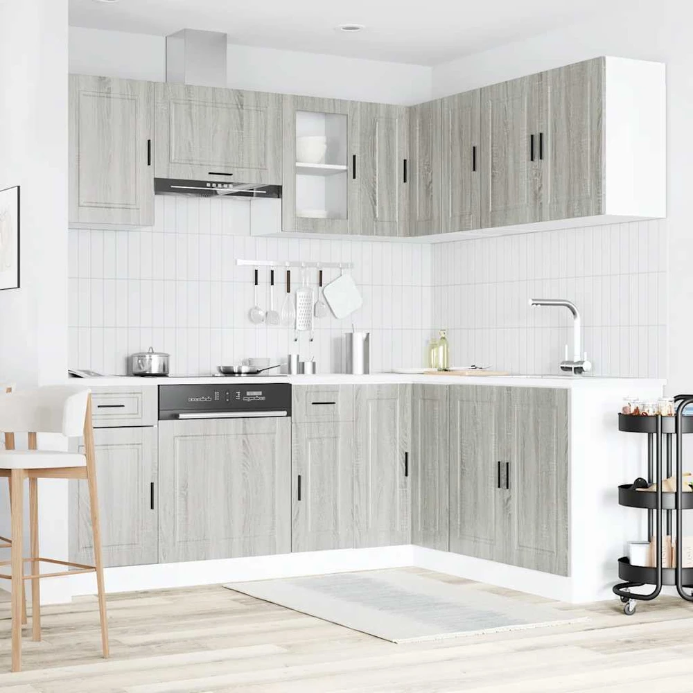 Virtuvinių spintelių komplektas, 11 dalių, Porto, pilka