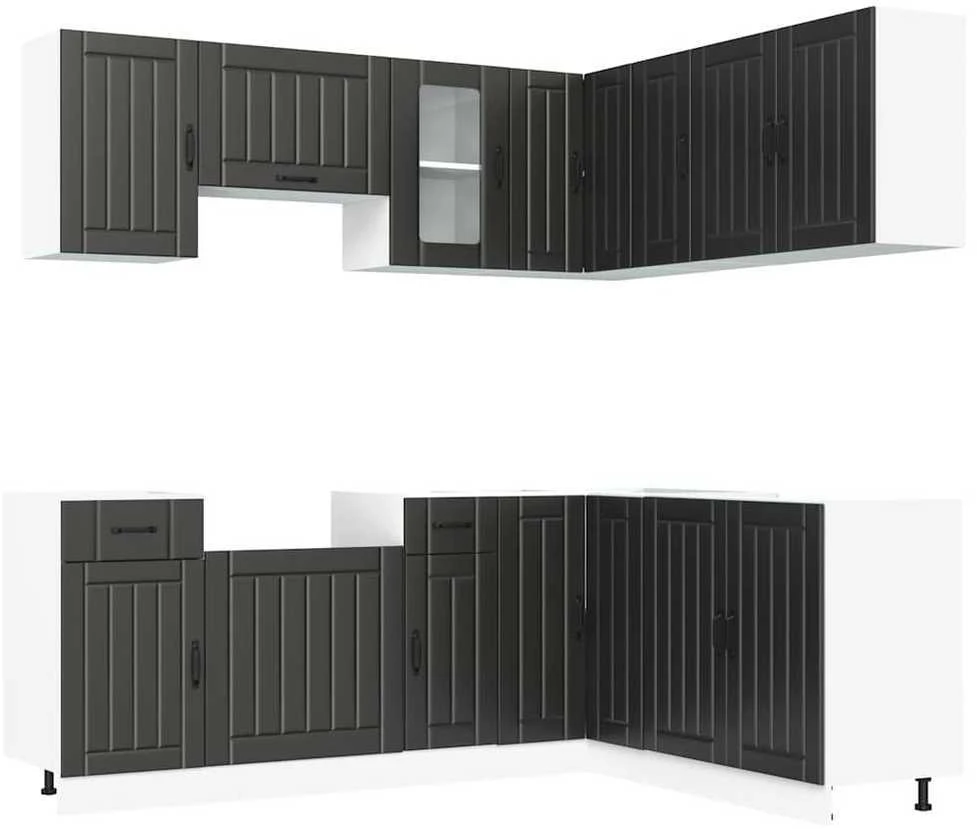 Virtuvinių spintelių komplektas, 11 dalių, Kalmar, juoda