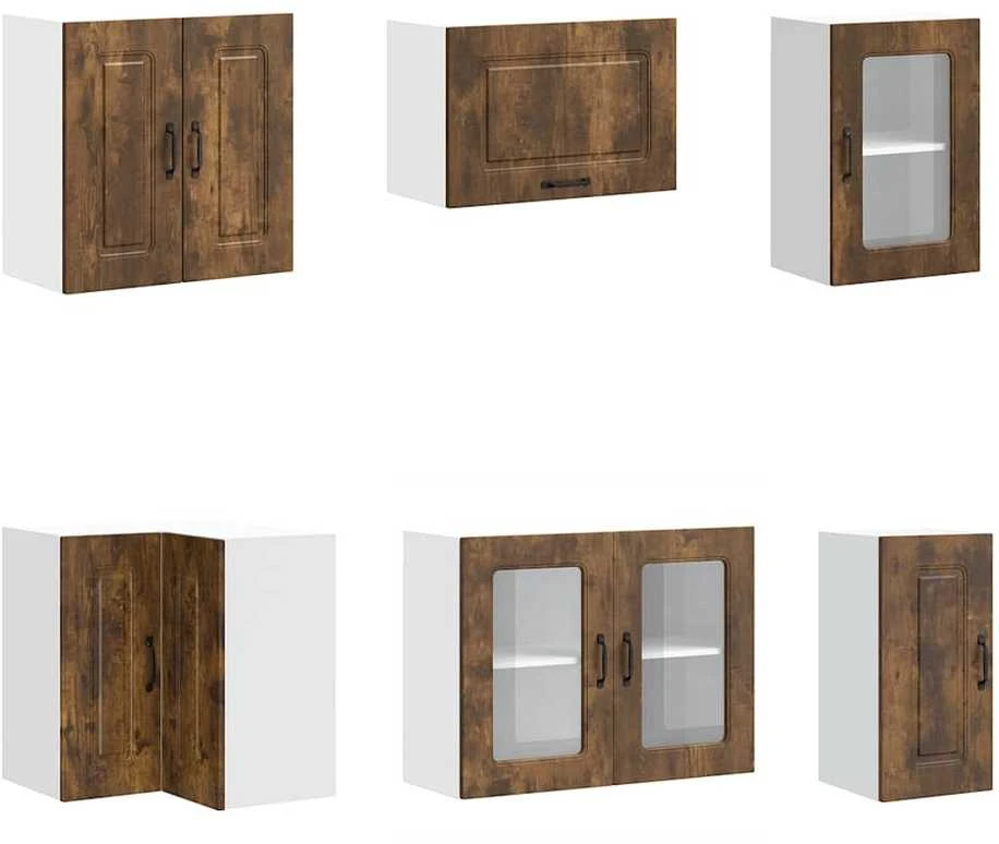 Virtuvinių spintelių komplektas, 11 dalių, Kalmar, dūminio
