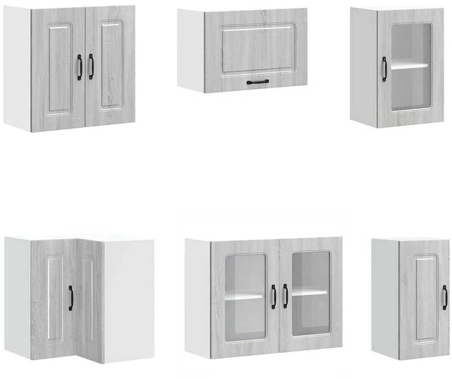 Virtuvinių spintelių komplektas, 11 dalių, Kalmar, pilka