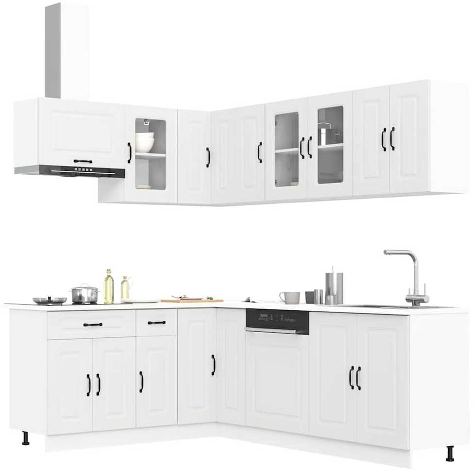Virtuvinių spintelių komplektas, 11 dalių, Kalmar, balta