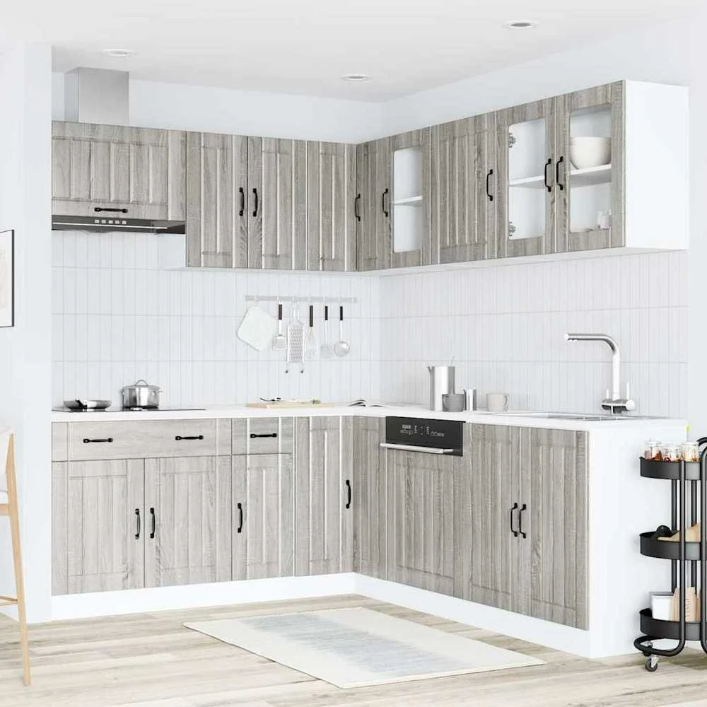 Virtuvinių spintelių komplektas, 11 dalių, Lucca, pilka