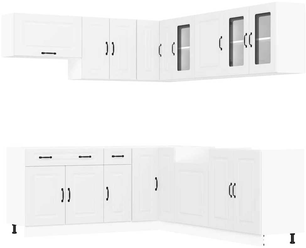 Virtuvinių spintelių komplektas, 11 dalių, Kalmar, balta
