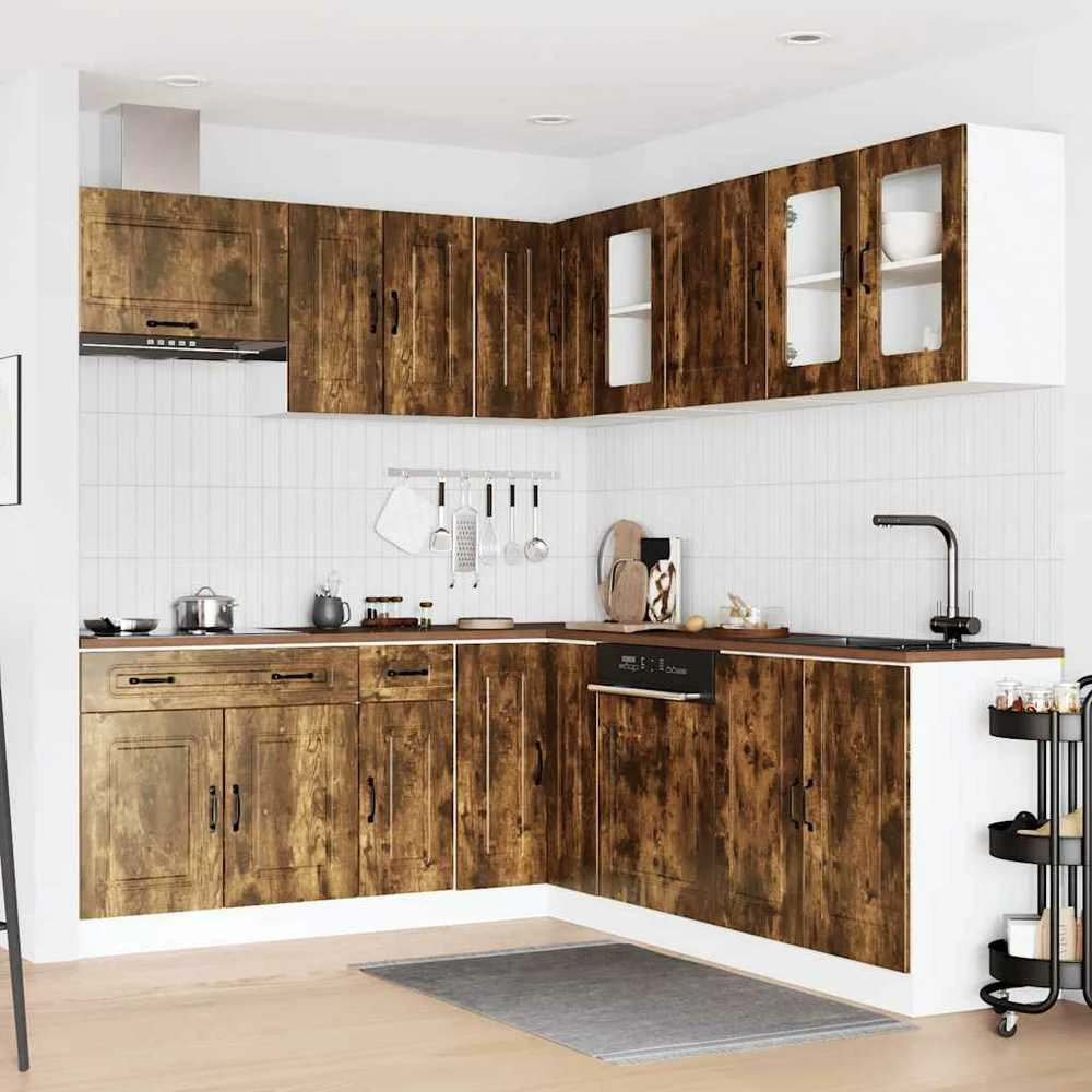 Virtuvinių spintelių komplektas, 11 dalių, Kalmar, dūminio