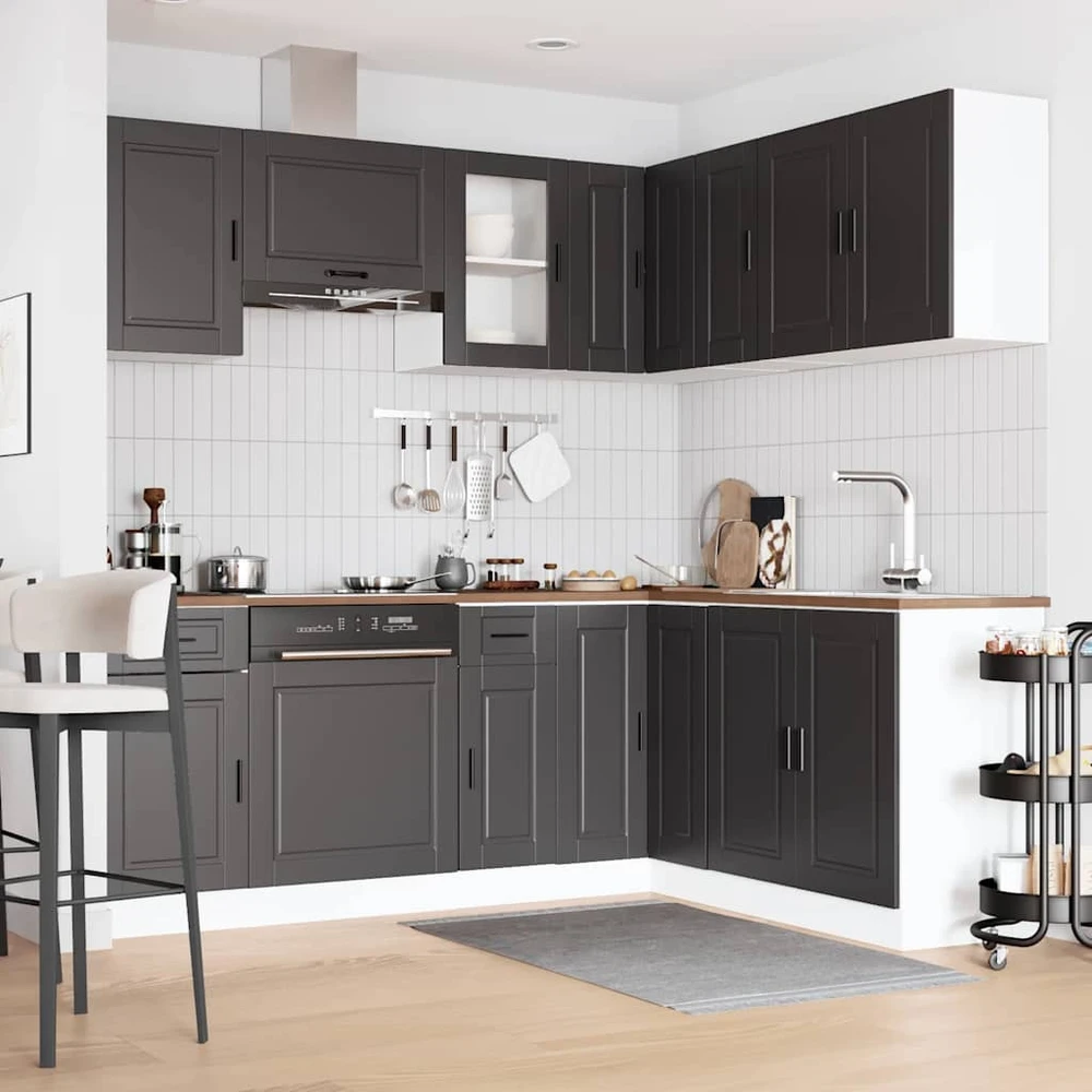 Virtuvinių spintelių komplektas, 11 dalių, Porto, juoda