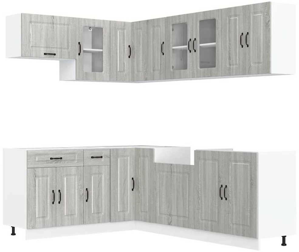Virtuvinių spintelių komplektas, 11 dalių, Kalmar, pilka