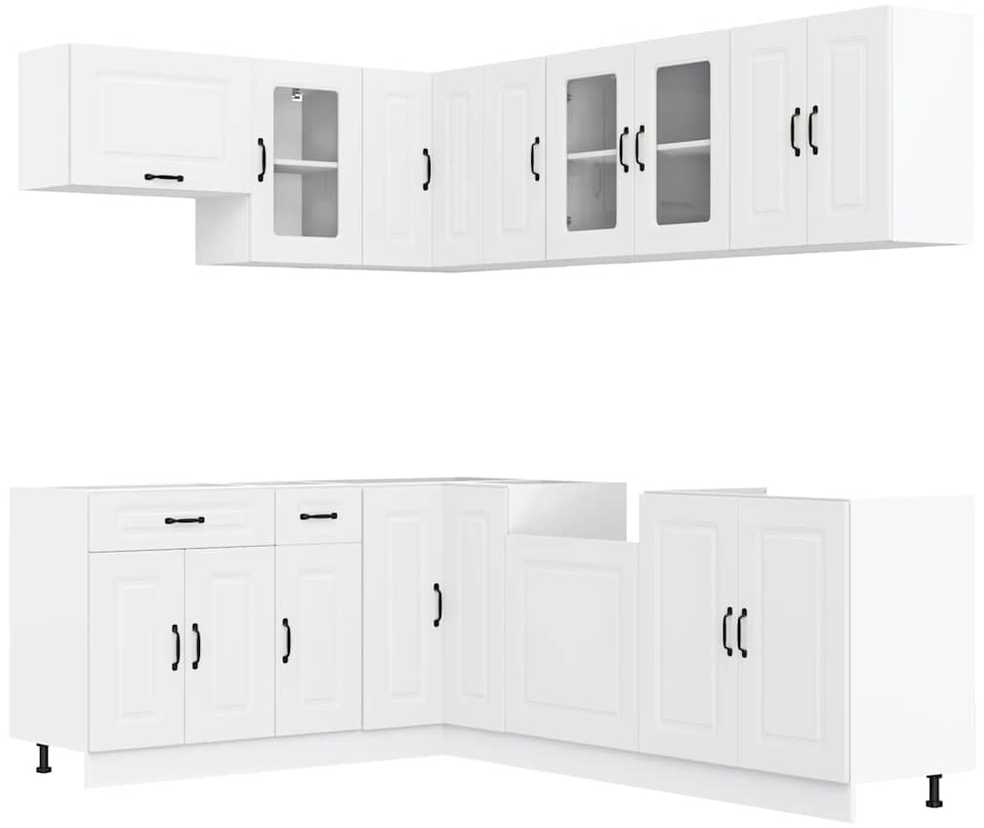 Virtuvinių spintelių komplektas, 11 dalių, Kalmar, balta