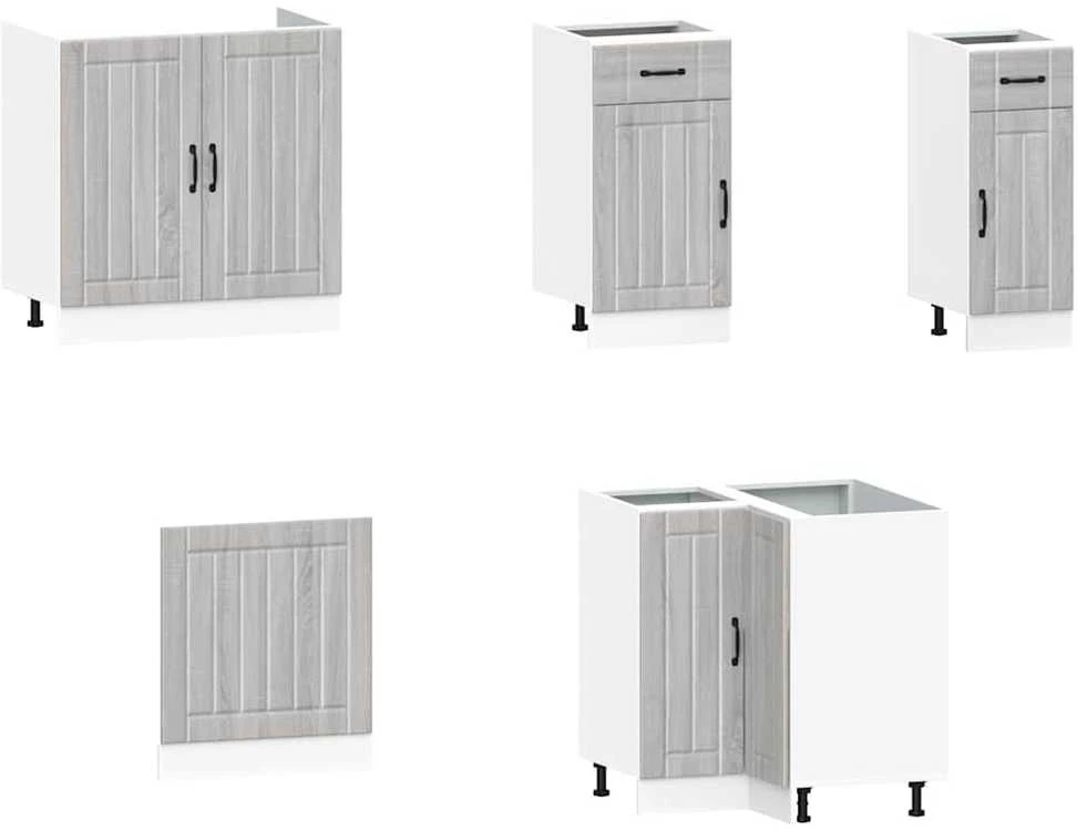 Virtuvinių spintelių komplektas, 11 dalių, Kalmar, pilka