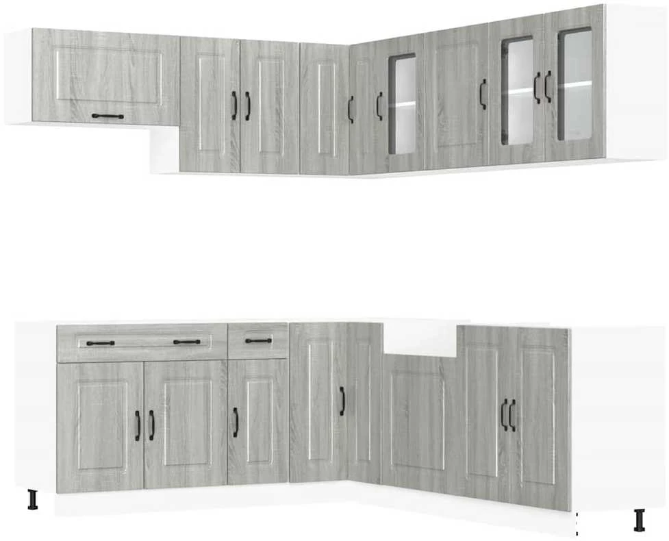 Virtuvinių spintelių komplektas, 11 dalių, Kalmar, pilka