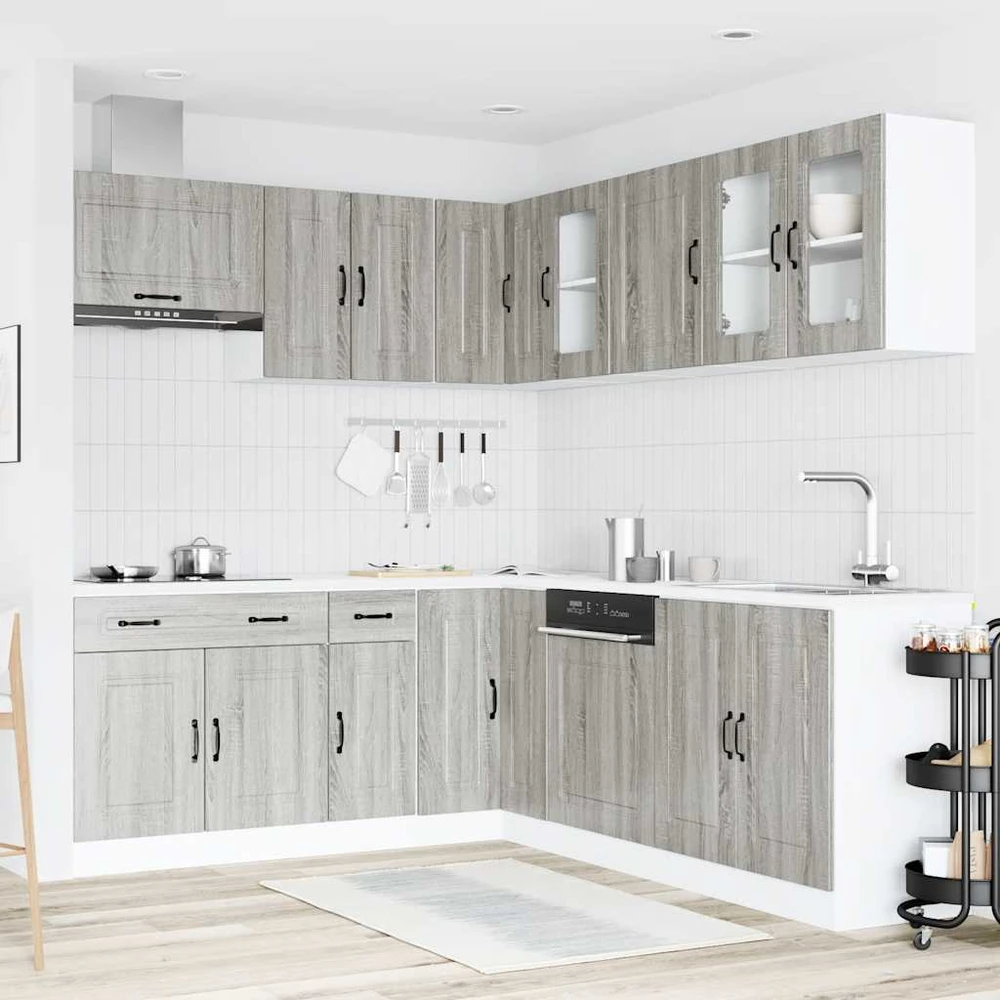 Virtuvinių spintelių komplektas, 11 dalių, Kalmar, pilka
