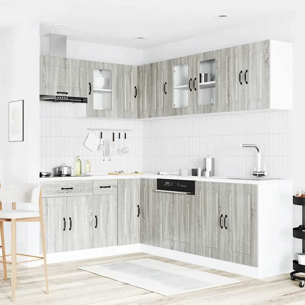 Virtuvinių spintelių komplektas, 11 dalių, Kalmar, pilka