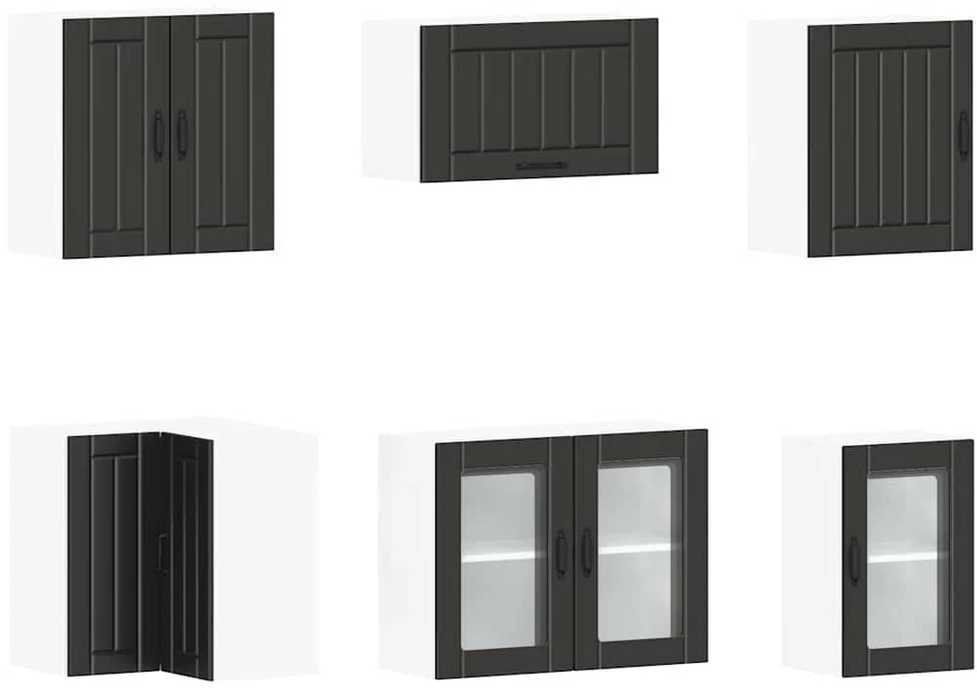 Virtuvinių spintelių komplektas, 11 dalių, Lucca, juoda