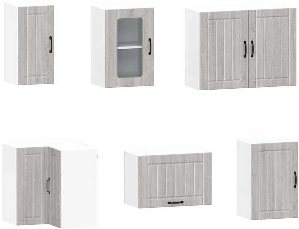 Virtuvinių spintelių komplektas, 11 dalių, Kalmar, pilka