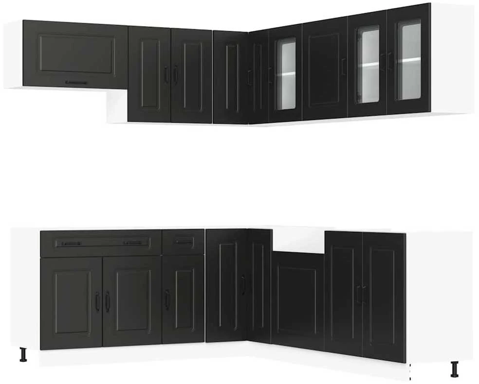 Virtuvinių spintelių komplektas, 11 dalių, Kalmar, juoda