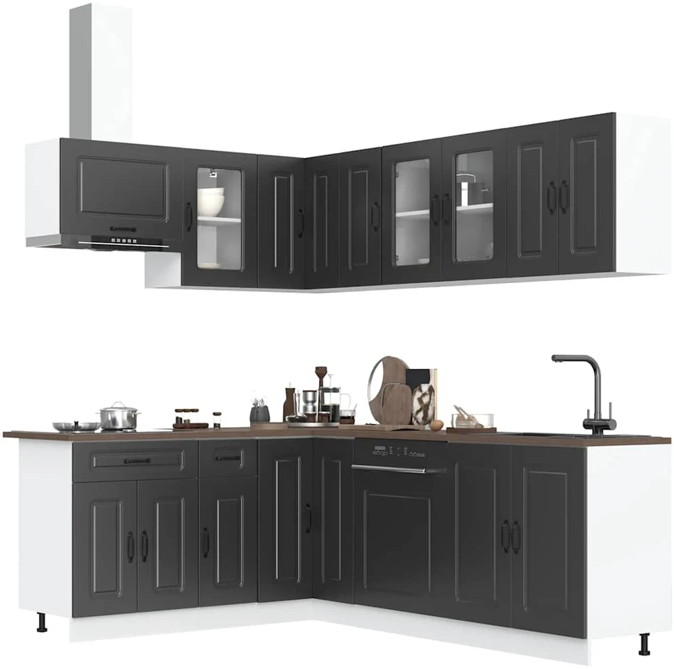Virtuvinių spintelių komplektas, 11 dalių, Kalmar, juoda