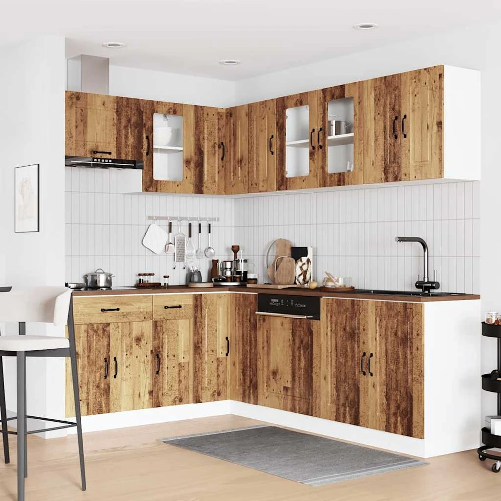 Virtuvinių spintelių komplektas, 11 dalių, Kalmar, medienos