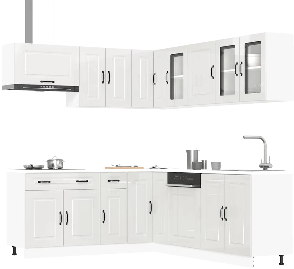 Virtuvinių spintelių komplektas, 11 dalių, Kalmar, balta