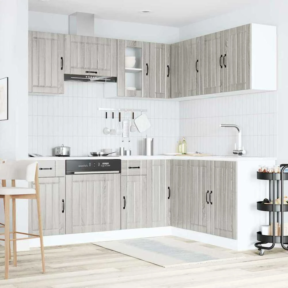 Virtuvinių spintelių komplektas, 11 dalių, Lucca, pilka