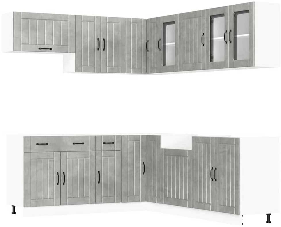 Virtuvinių spintelių komplektas, 11 dalių, Lucca, betono pilka
