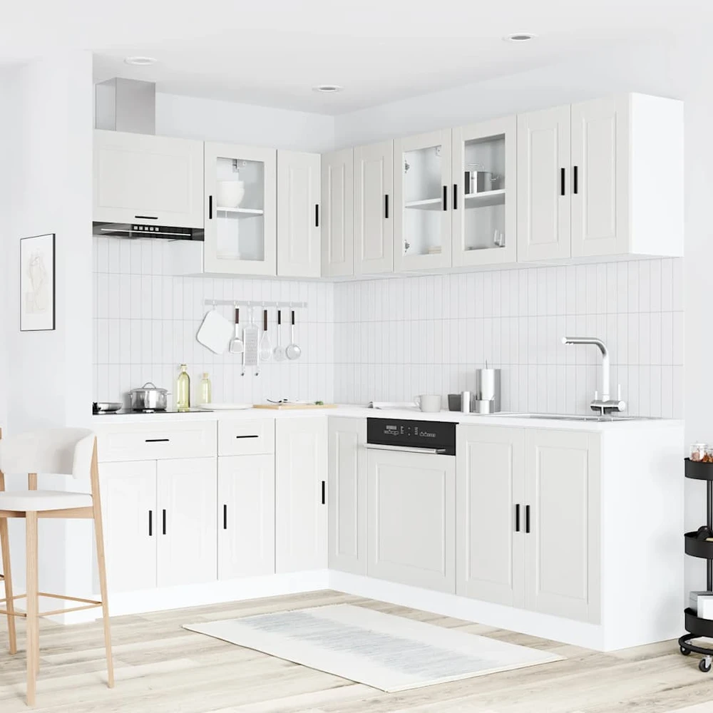 Virtuvinių spintelių komplektas, 11 dalių, Porto, balta