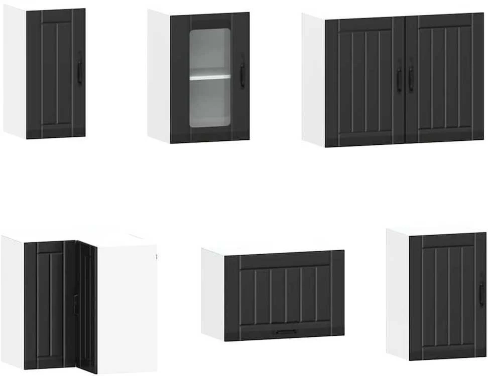 Virtuvinių spintelių komplektas, 11 dalių, Kalmar, juoda