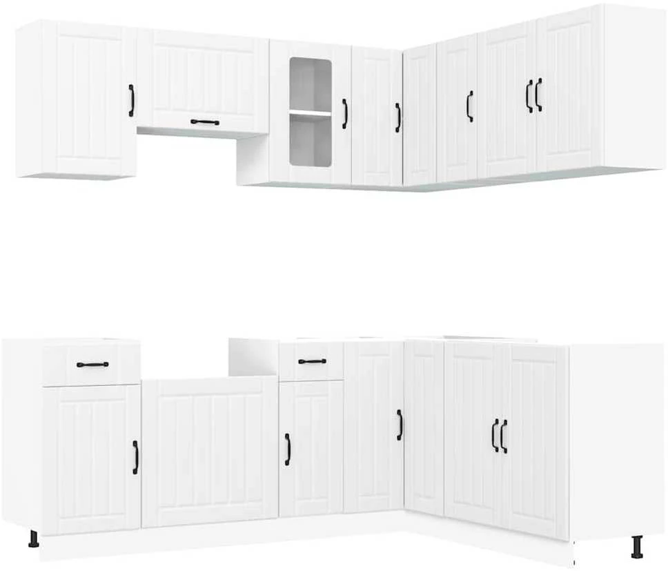 Virtuvinių spintelių komplektas, 11 dalių, Kalmar, balta
