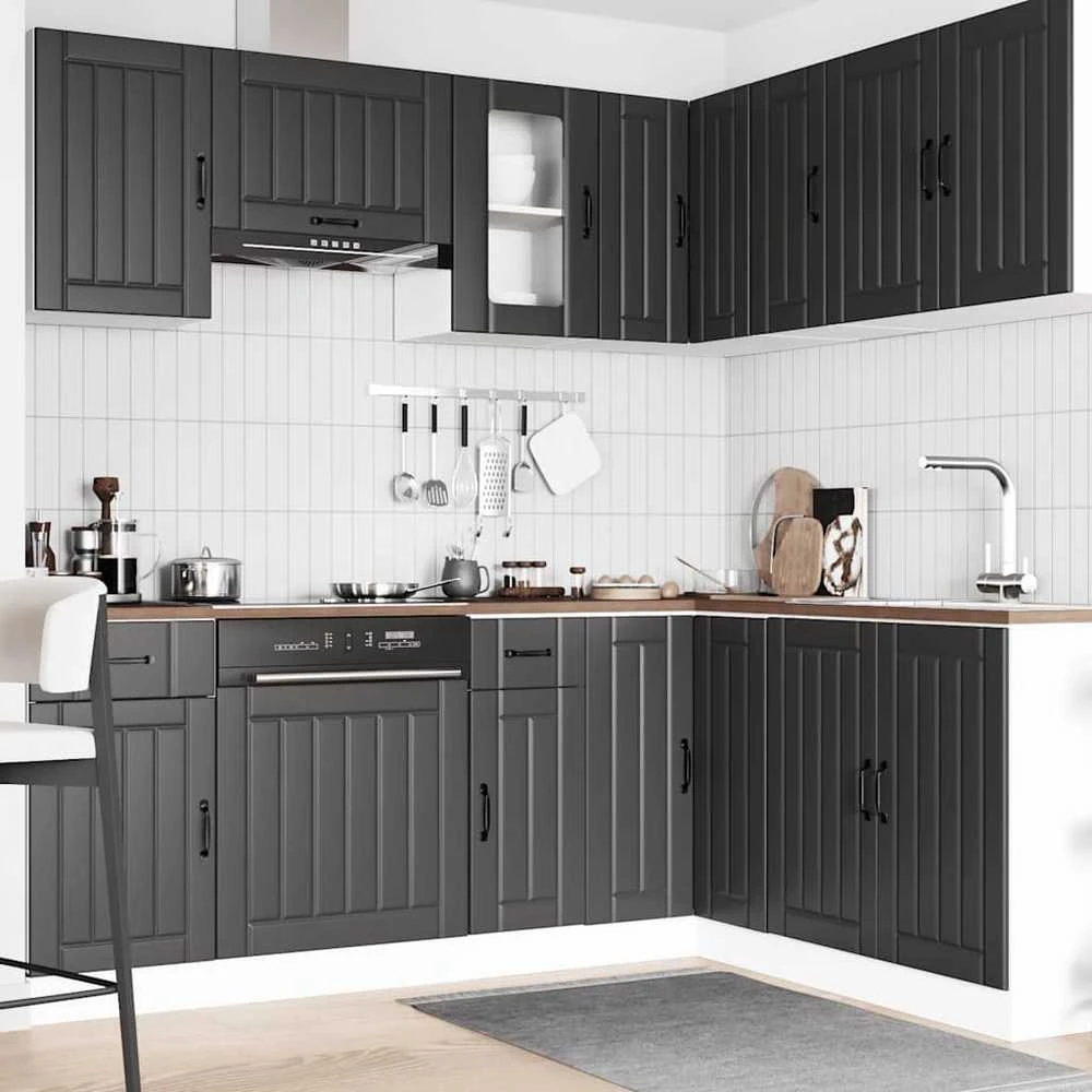 Virtuvinių spintelių komplektas, 11 dalių, Lucca, juoda