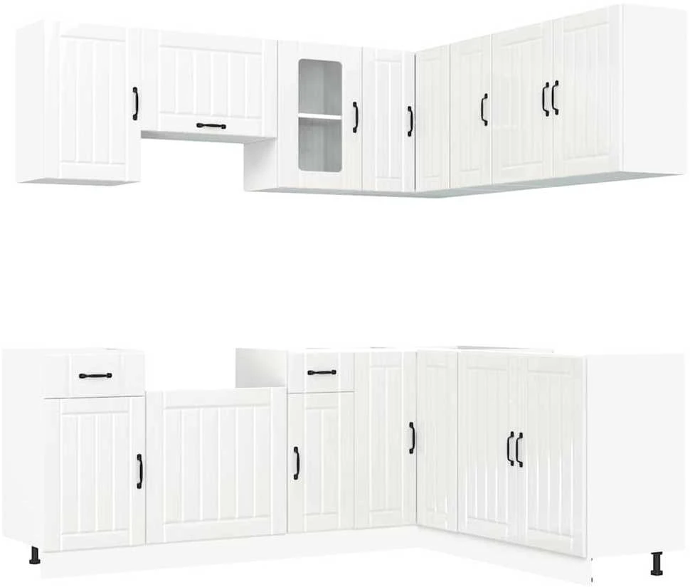 Virtuvinių spintelių komplektas, 11 dalių, Kalmar, balta