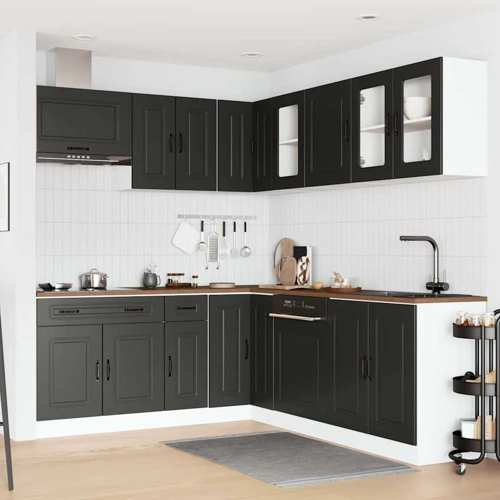 Virtuvinių spintelių komplektas, 11 dalių, Kalmar, juoda