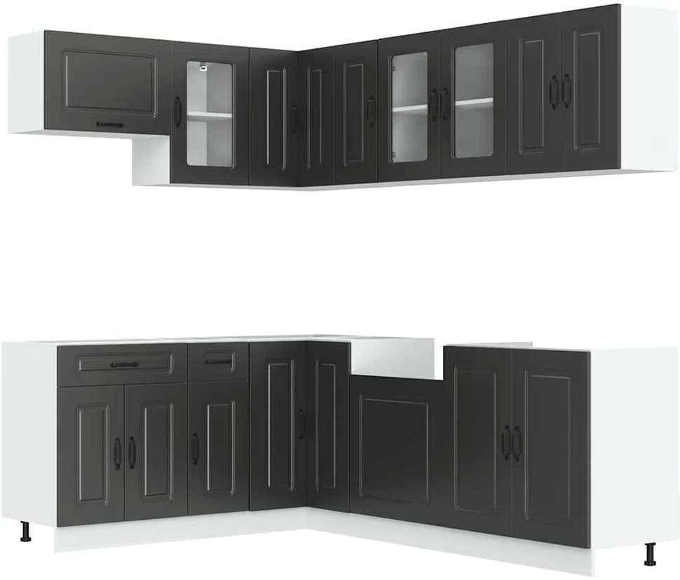 Virtuvinių spintelių komplektas, 11 dalių, Kalmar, juoda