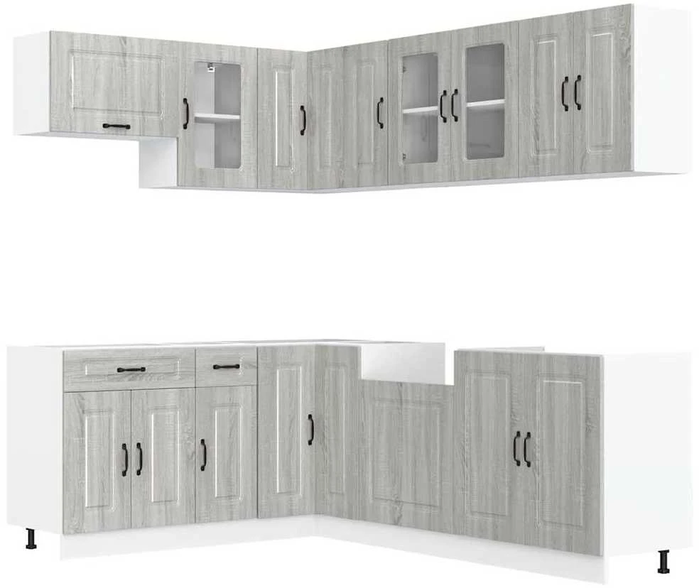 Virtuvinių spintelių komplektas, 11 dalių, Kalmar, pilka