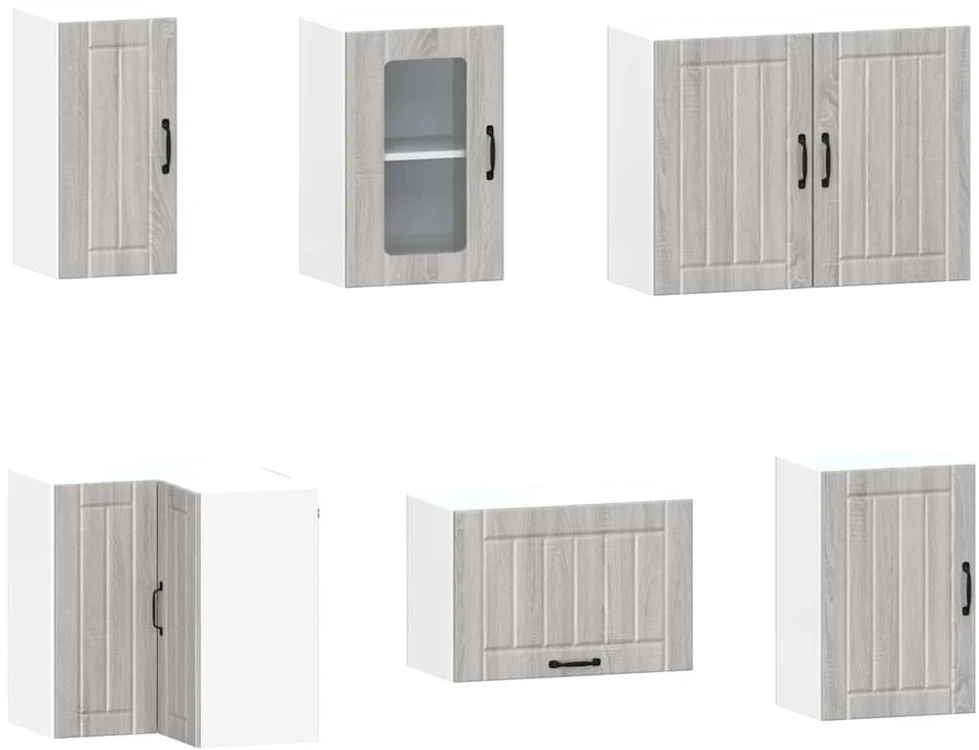 Virtuvinių spintelių komplektas, 11 dalių, Kalmar, pilka