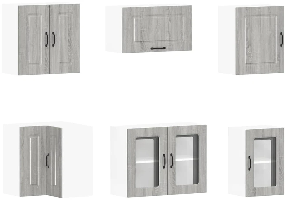 Virtuvinių spintelių komplektas, 11 dalių, Kalmar, pilka