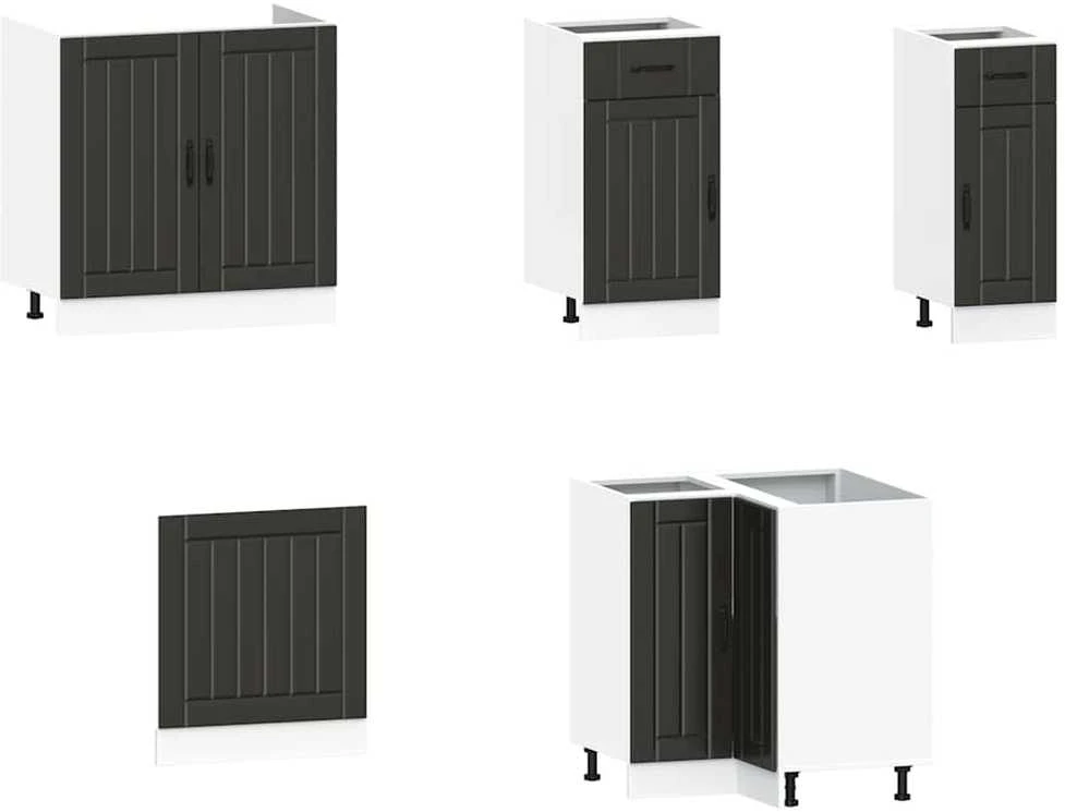Virtuvinių spintelių komplektas, 11 dalių, Kalmar, juoda