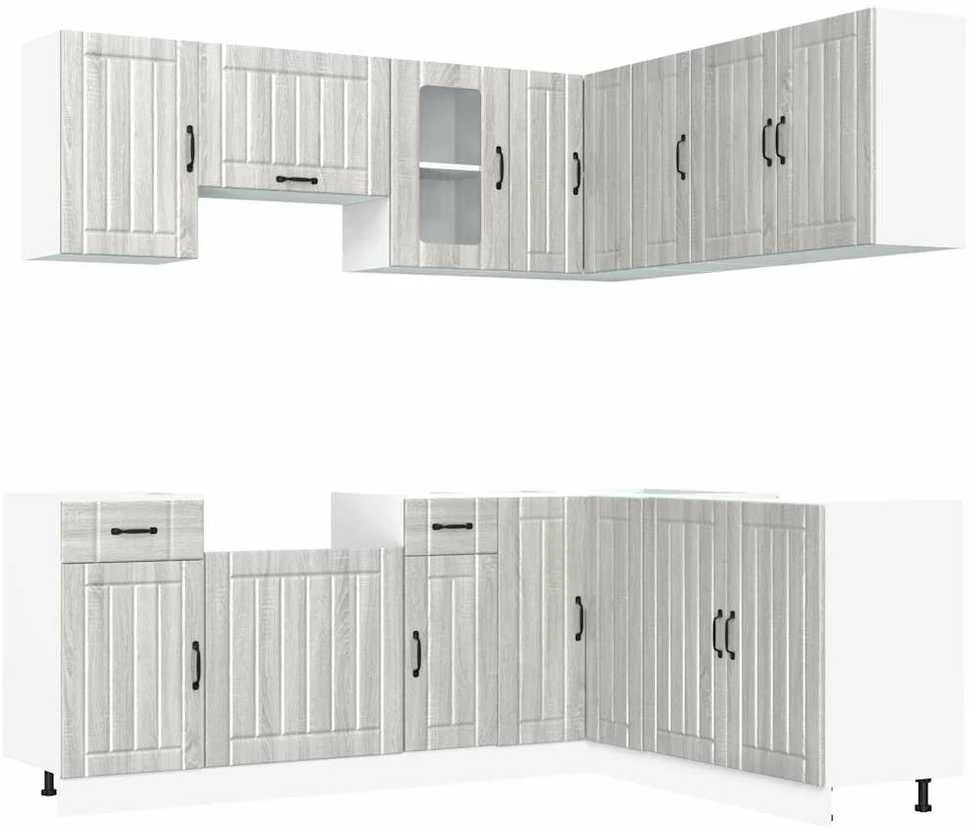 Virtuvinių spintelių komplektas, 11 dalių, Kalmar, pilka