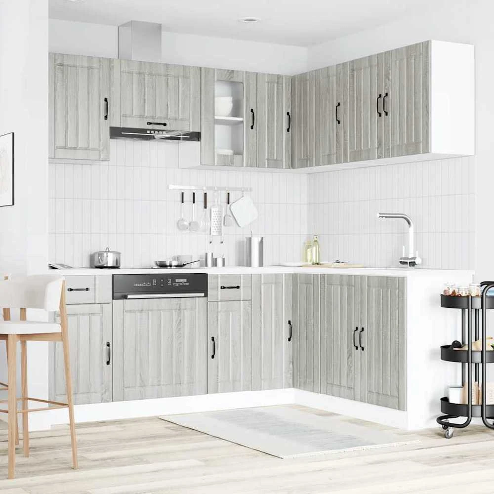 Virtuvinių spintelių komplektas, 11 dalių, Kalmar, pilka