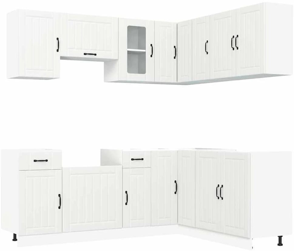 Virtuvinių spintelių komplektas, 11 dalių, Kalmar, balta