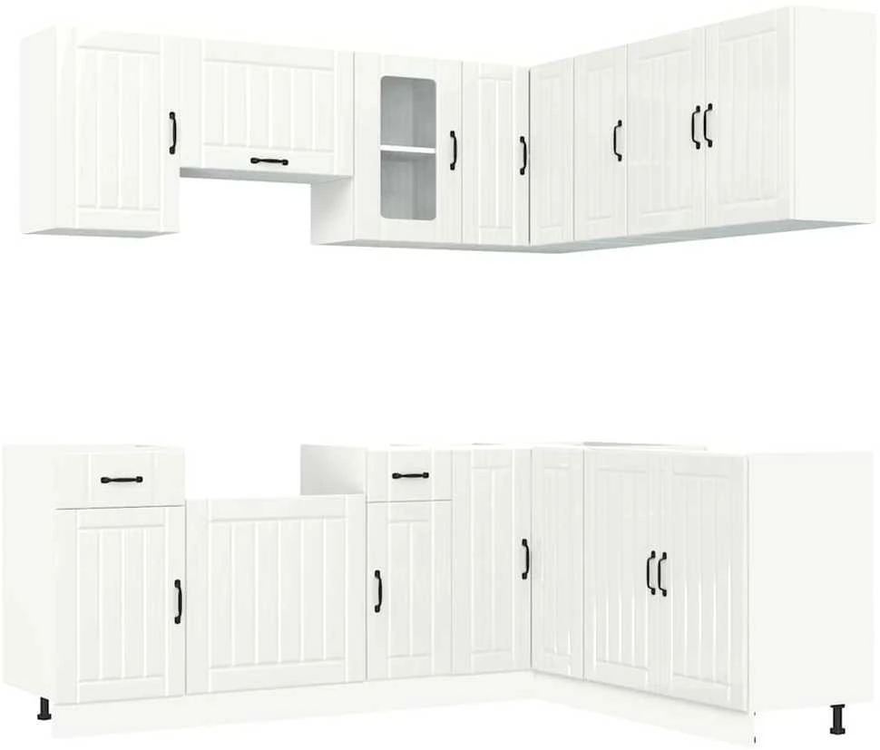 Virtuvinių spintelių komplektas, 11 dalių, Kalmar, balta