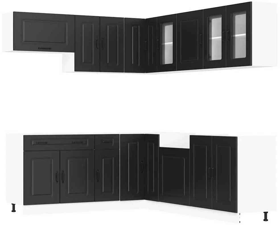 Virtuvinių spintelių komplektas, 11 dalių, Kalmar, juoda