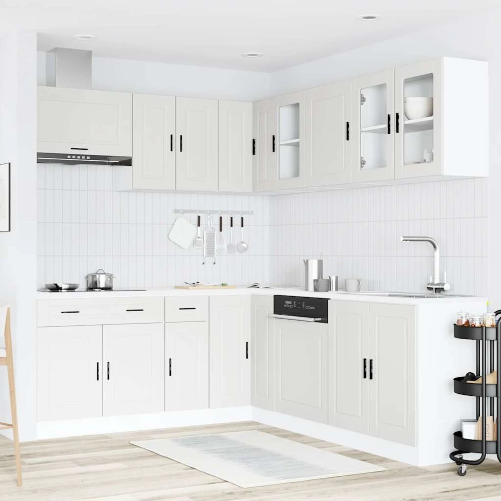 Virtuvinių spintelių komplektas, 11 dalių, Porto, balta