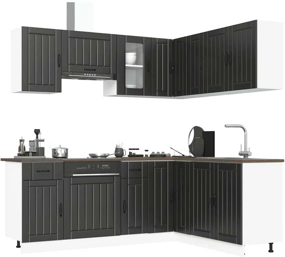 Virtuvinių spintelių komplektas, 11 dalių, Kalmar, juoda